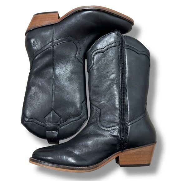Frye Nataly Western Black Cowgirl Boots Women’s Size 7 Leather - Picture 7 of 10